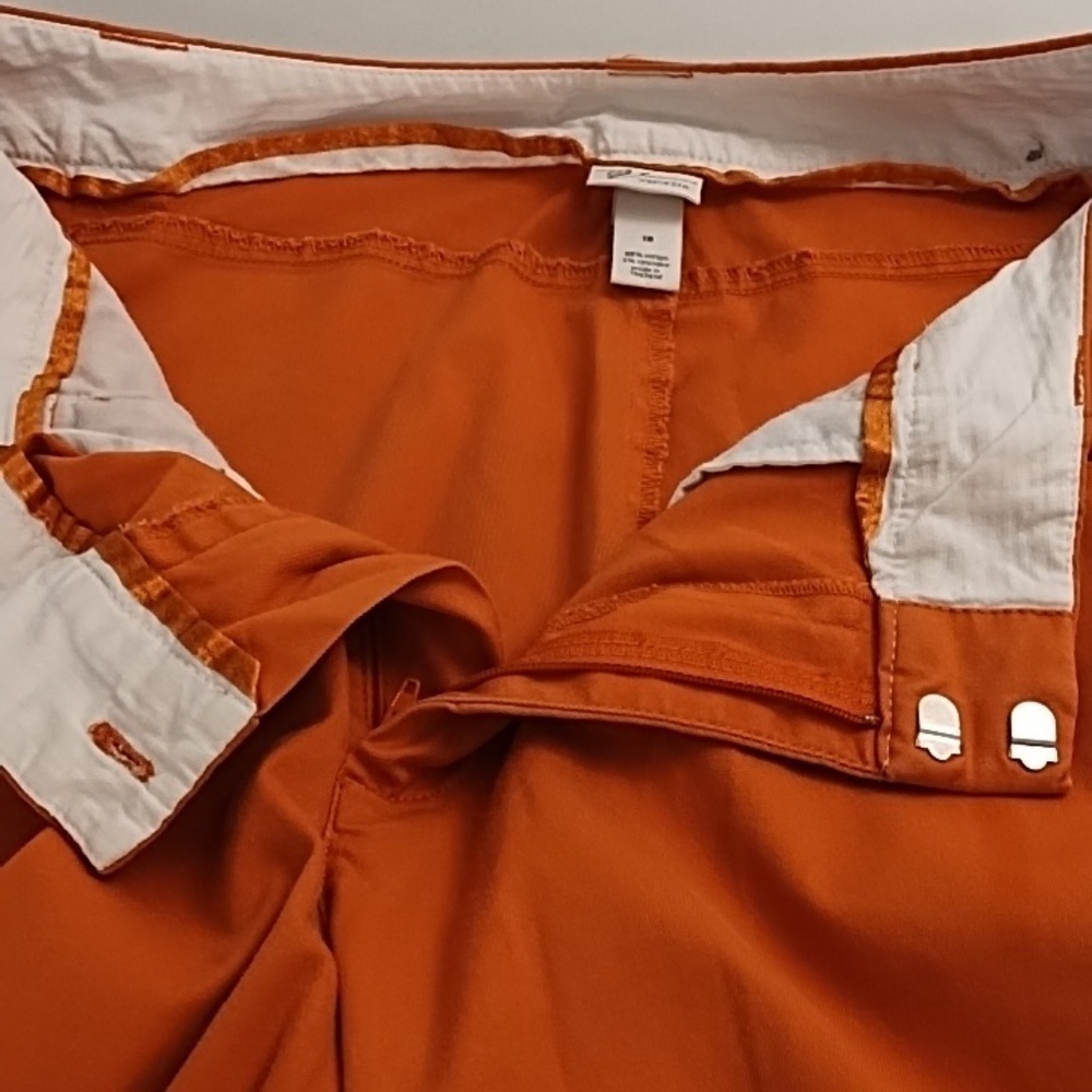 Venizia 18 Wide Cuff Stretch Cropped Trousers Smooth Back Front Pockets Orange - Picture 9 of 12